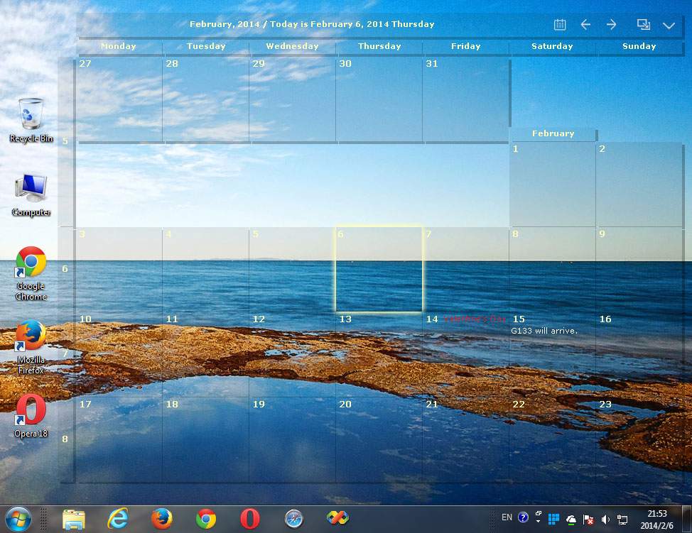 Desktop Calendar Full Windows Screenshot