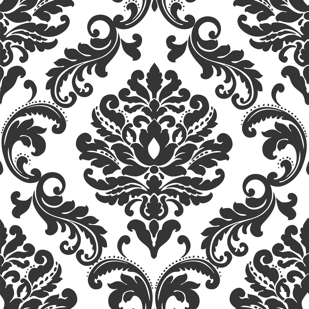 Ariel Damask Black and White Peel and Stick Wallpaper D Marie