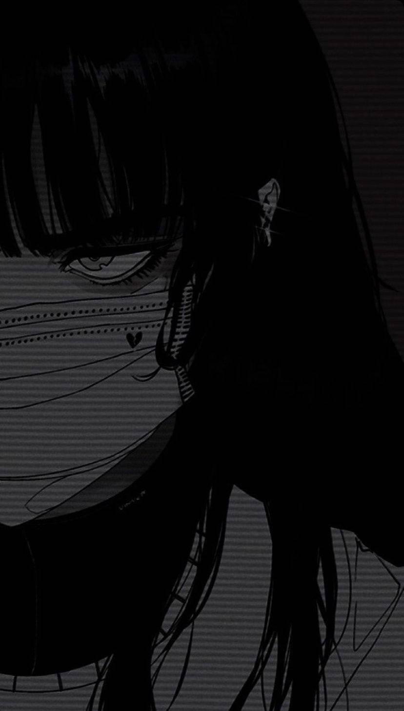 Black Aesthetic Anime Masked Girl Wallpaper