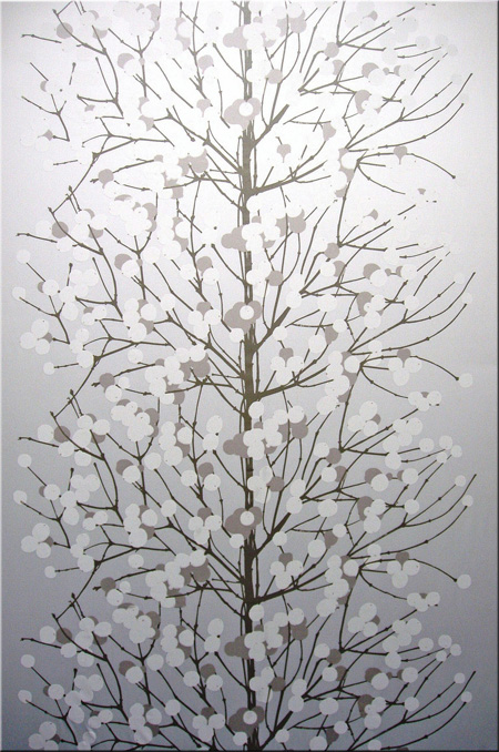 Marimekko Lumimarja Fabric Wall Art In Silvery Grey And White Sateen