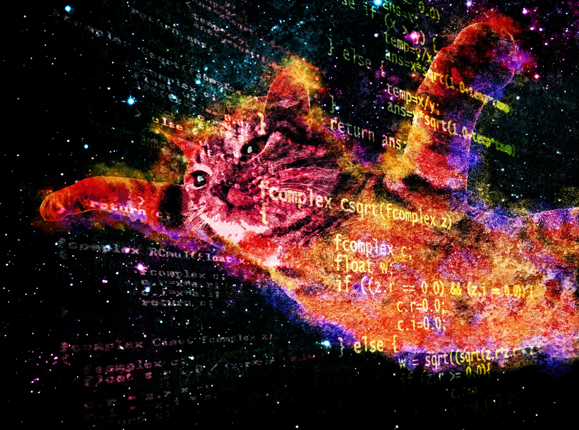 Tumblr Cats In Space Wallpaper Space cat with flying code by 2320x1724