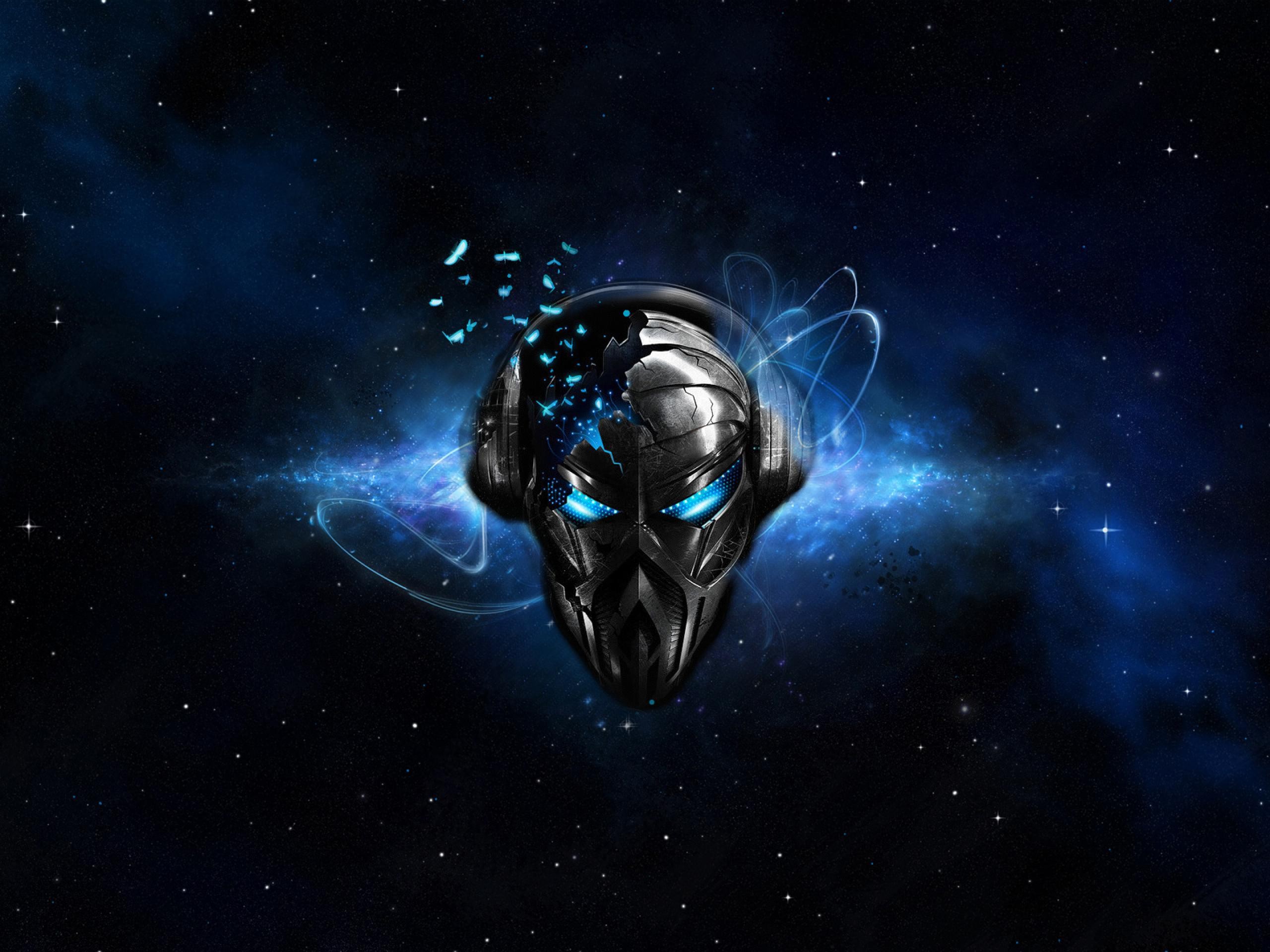 Headphones Abstract Outer Space Music Blue Eyes Dj