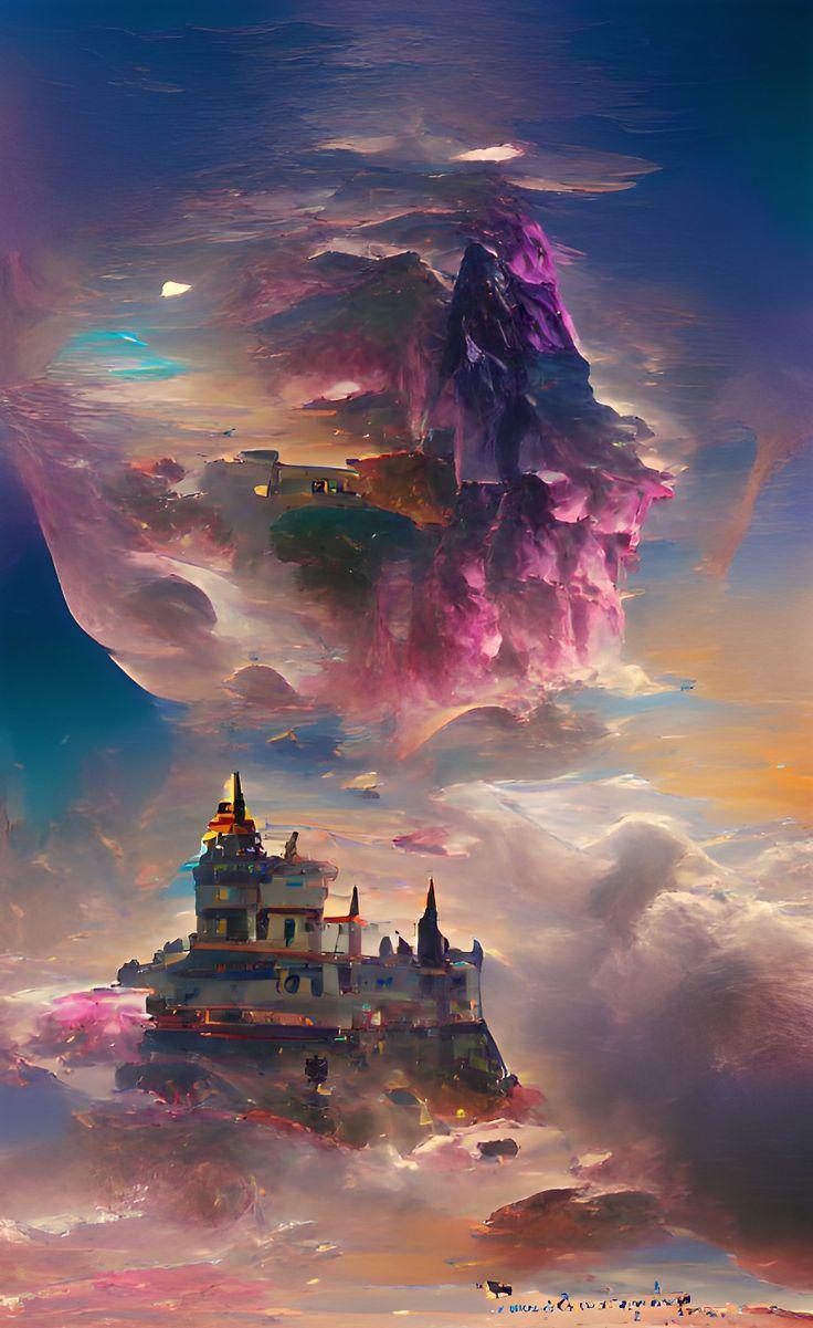 Sky Castle Fantasy Landscape Beautiful Art Dreamy