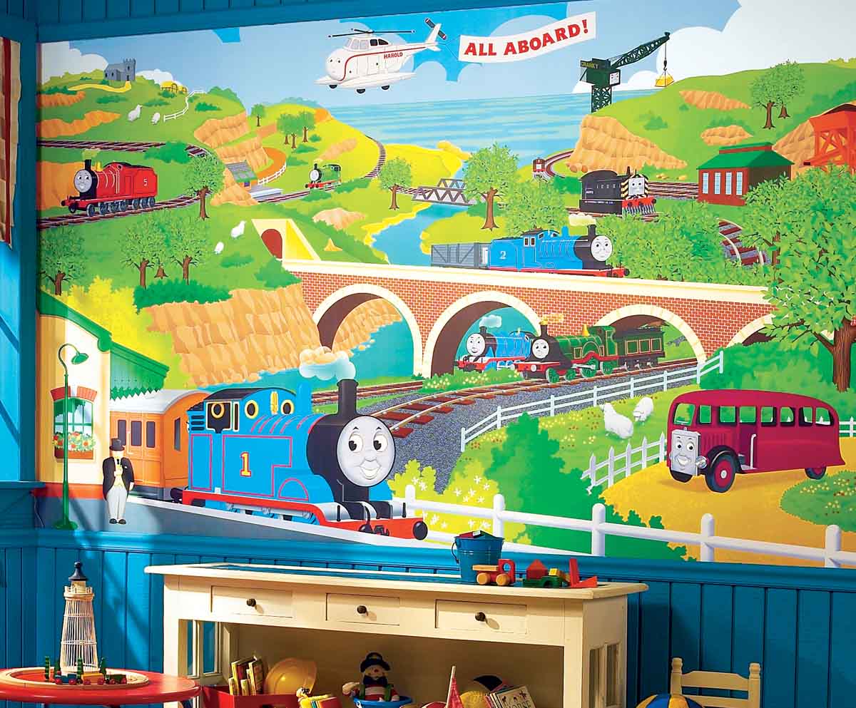 Thomas The Train Chair Rail Wallpaper Mural X Stickers