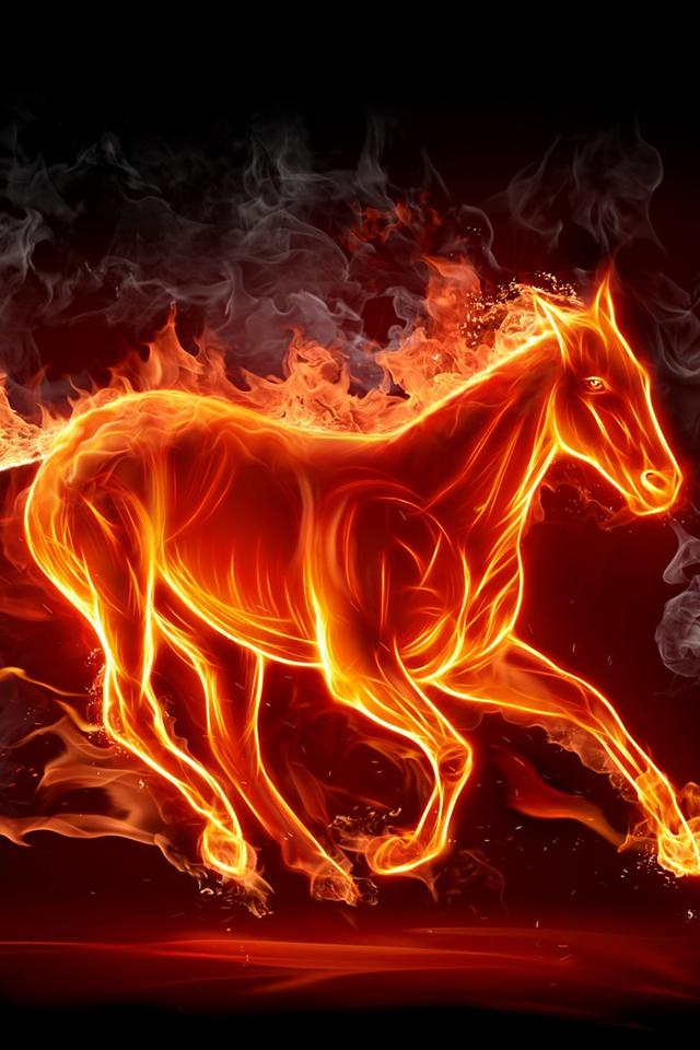 Cool Flame Horse Background iPhone Wallpaper