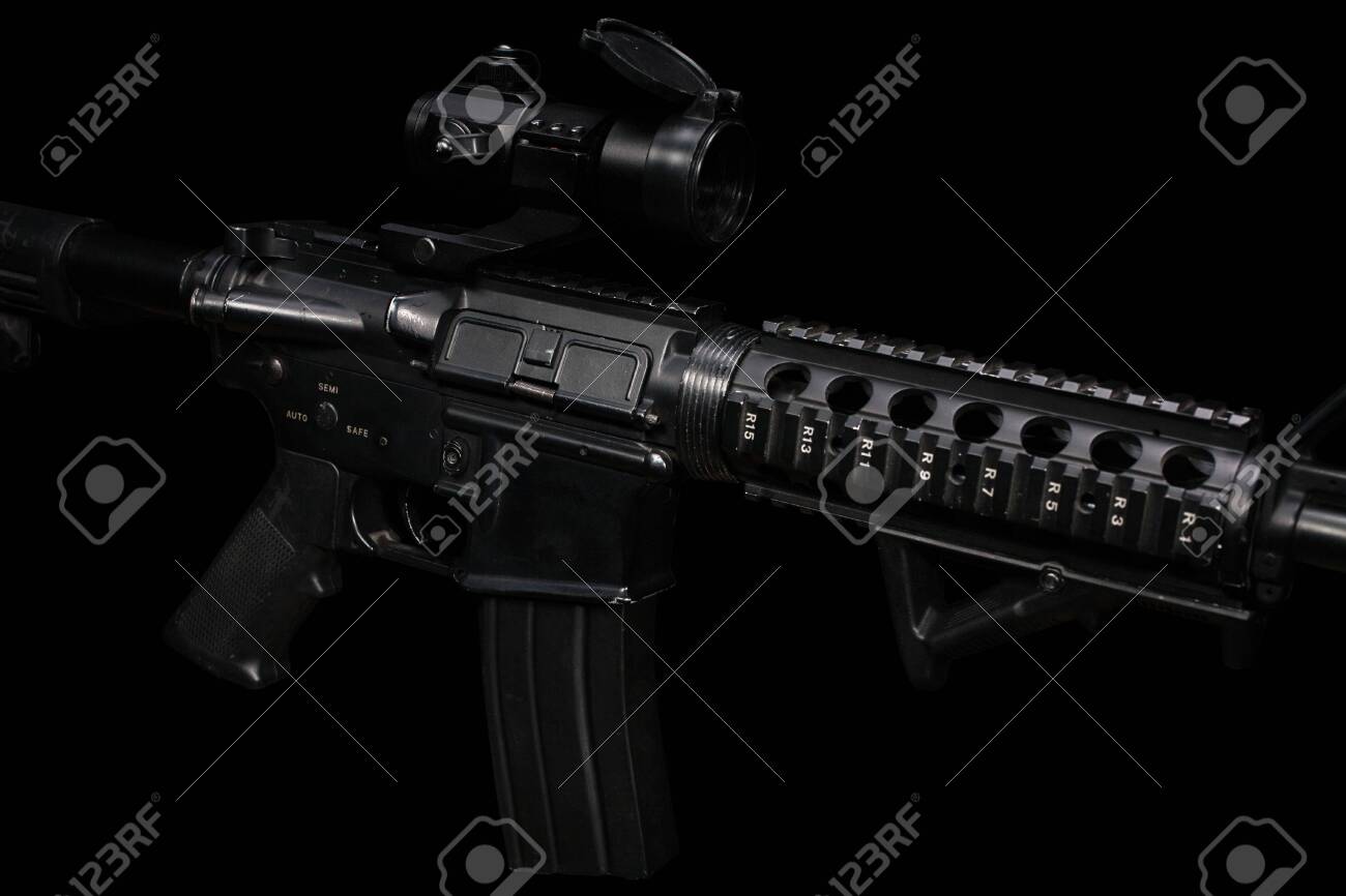 Free download M4 Assault Rifle With Optic Sight Isolated On Black