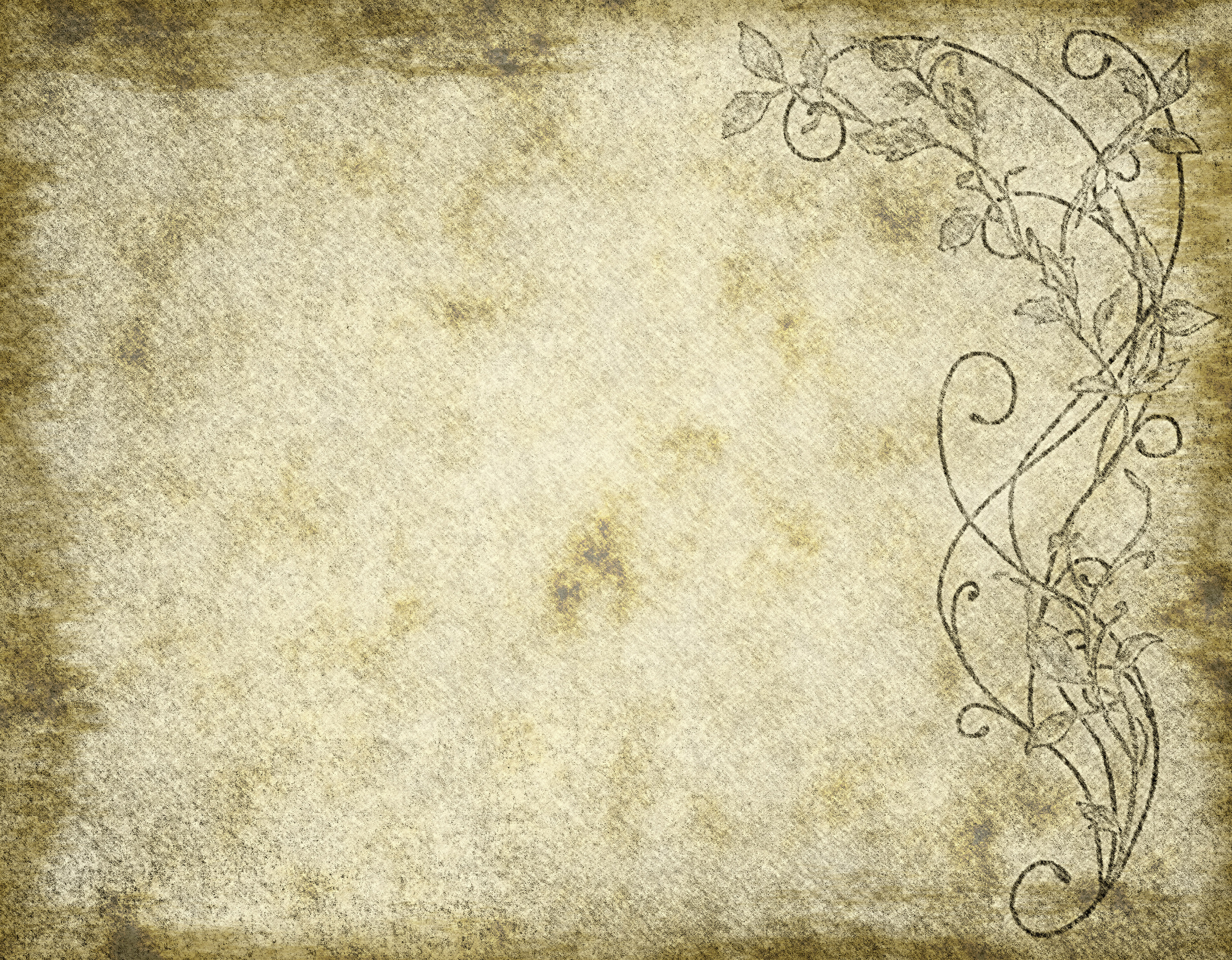 Old Paper Texture With Floral Design Wallpaper