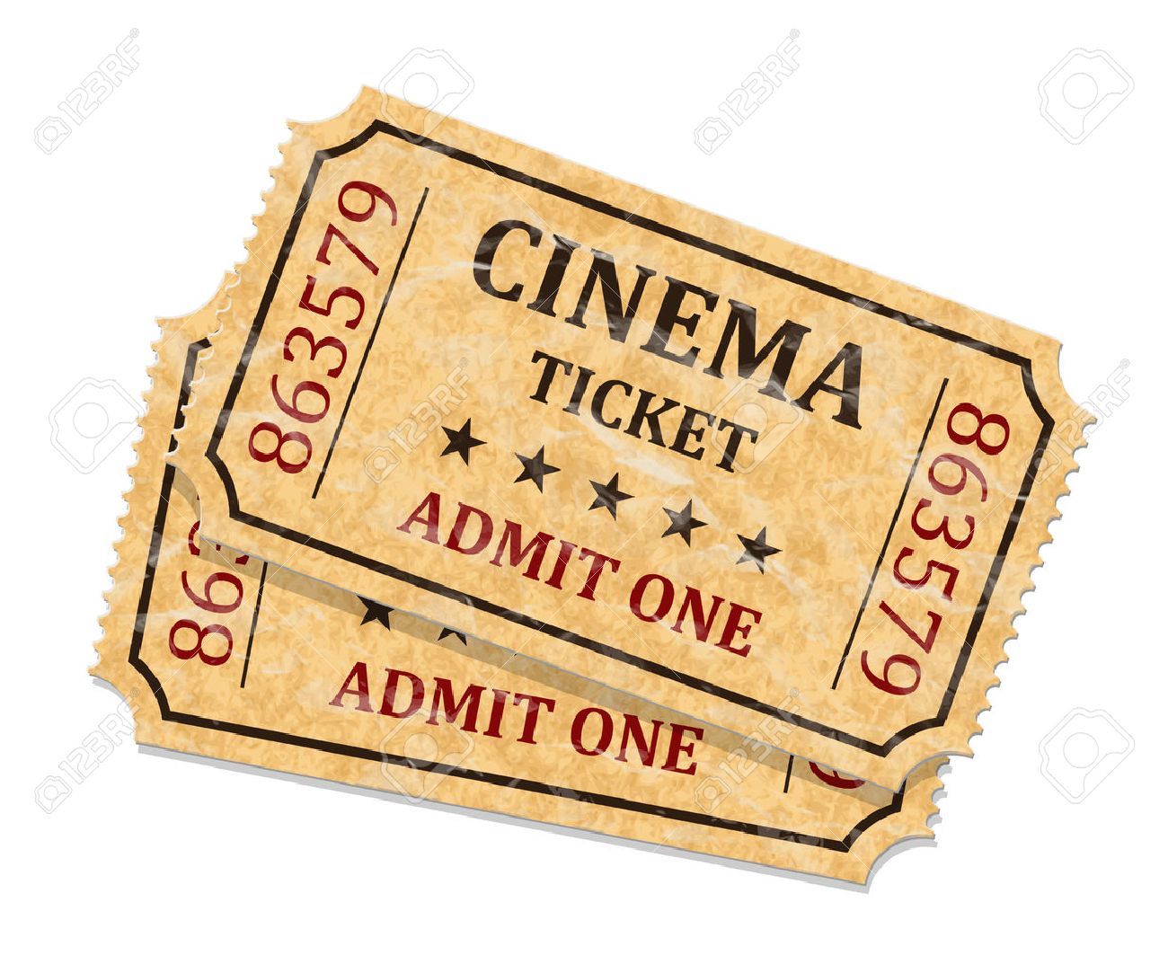 Retro Cinema Tickets On White Background Vector Royalty Free