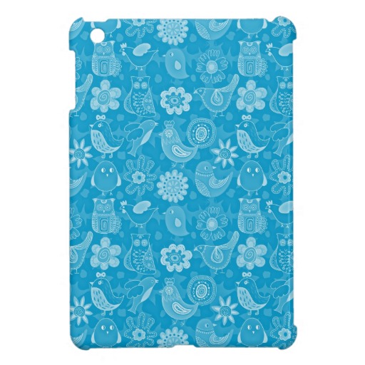 Cute Blue Bird Pattern Background Design iPad Mini Cases