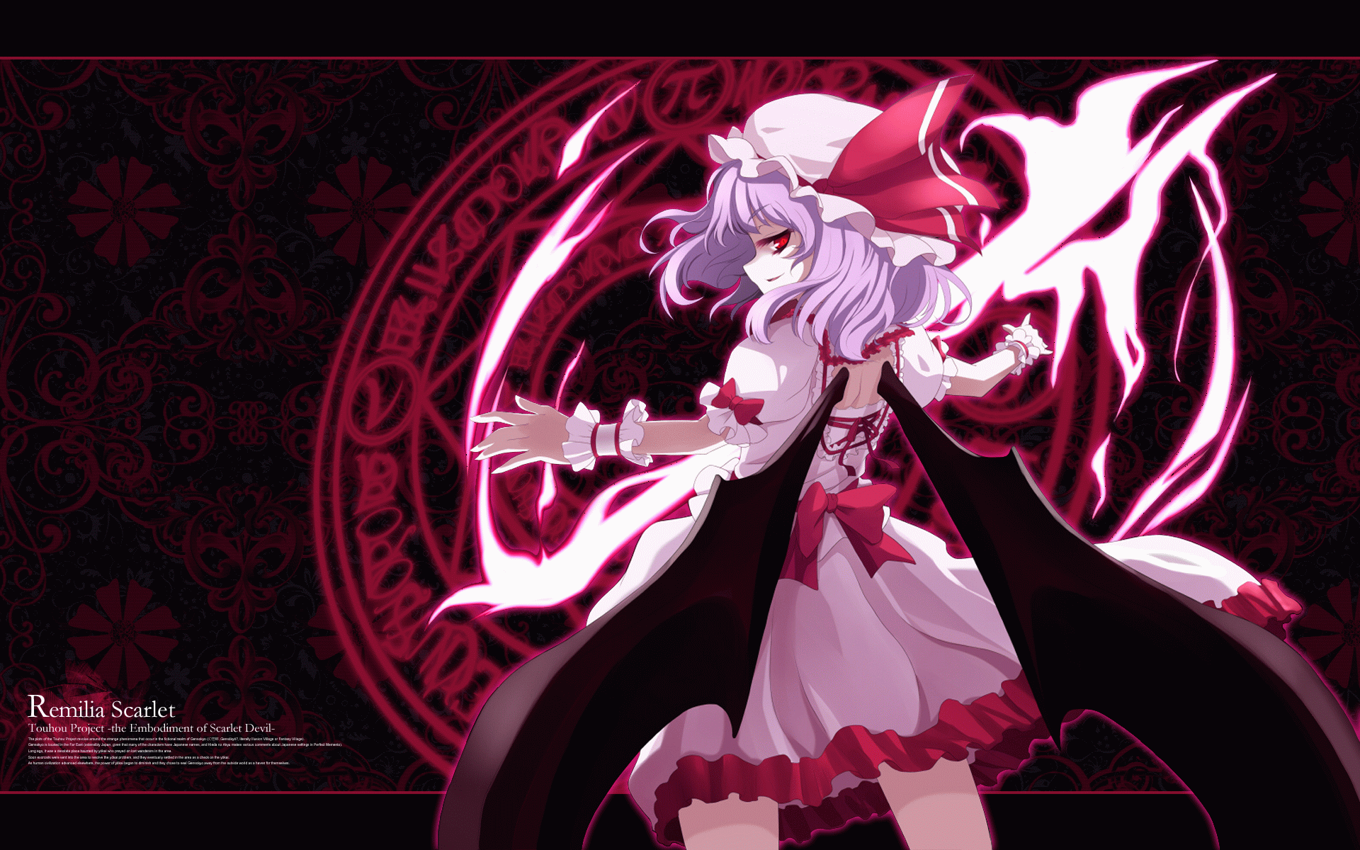Animated Bow Dress Hat Magic Purple Hair Red Eyes Remilia Scarlet