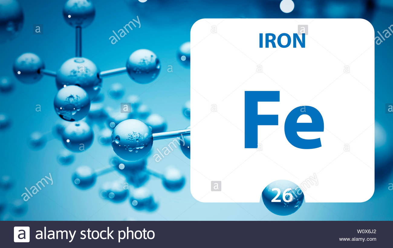 Iron Fe Chemical Element Sign 3d Rendering Isolated On White