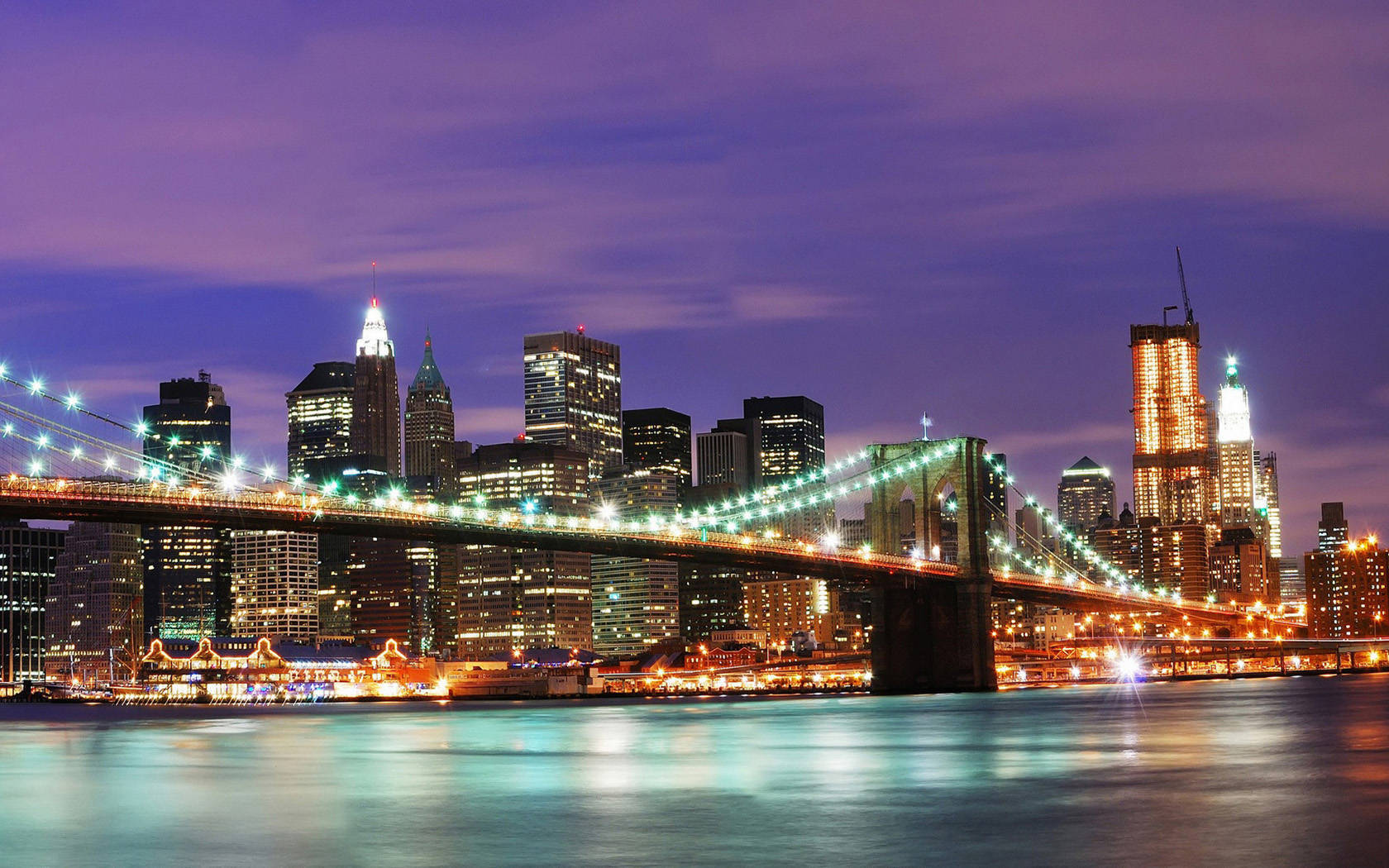 New York City Light Bridge At Night Wallpaper