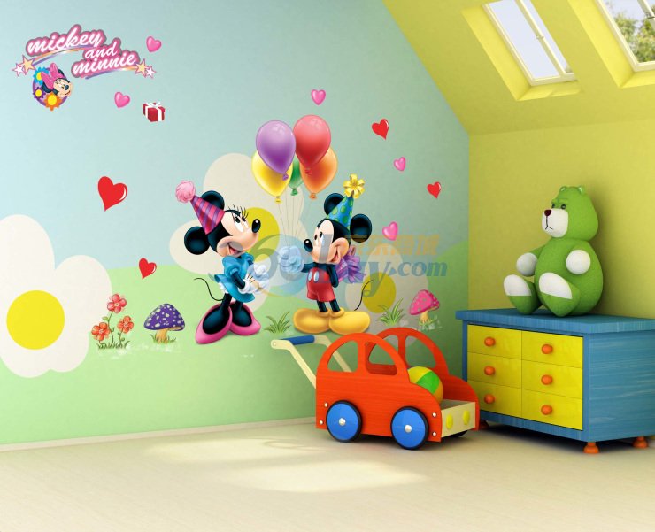 Mickey Mouse Diy Wall Sticker Removable Wallpaper For Baby Room Tv