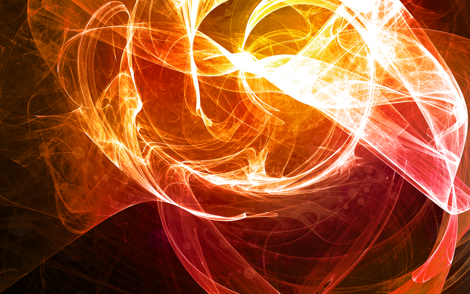 Abstract Swirls of Orange and Red Light on a Dark Background