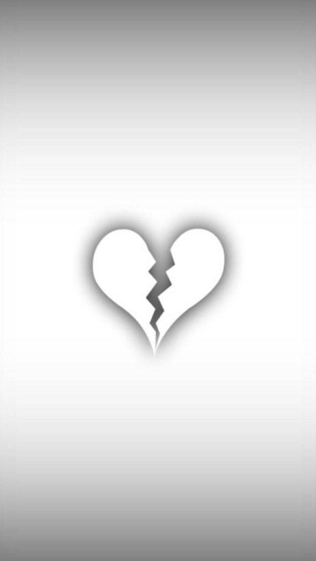 White Broken Heart iPhone With Shadow Wallpaper