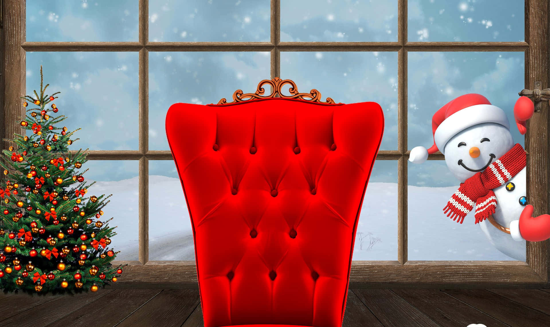 Red Elegant Chair Digital Art Christmas Teams Background Wallpaper