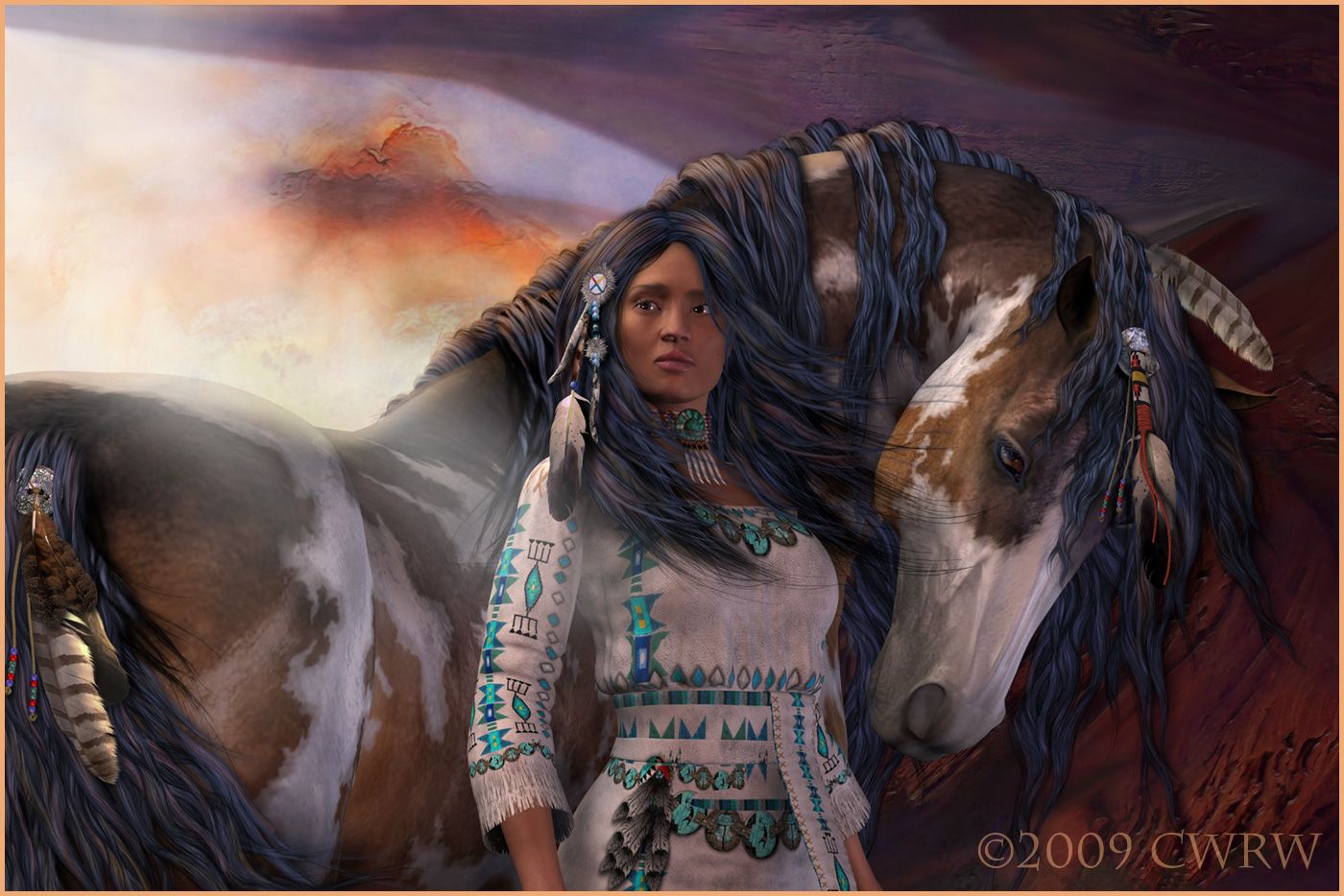 Native American Souls Animals Girl Horses Indian