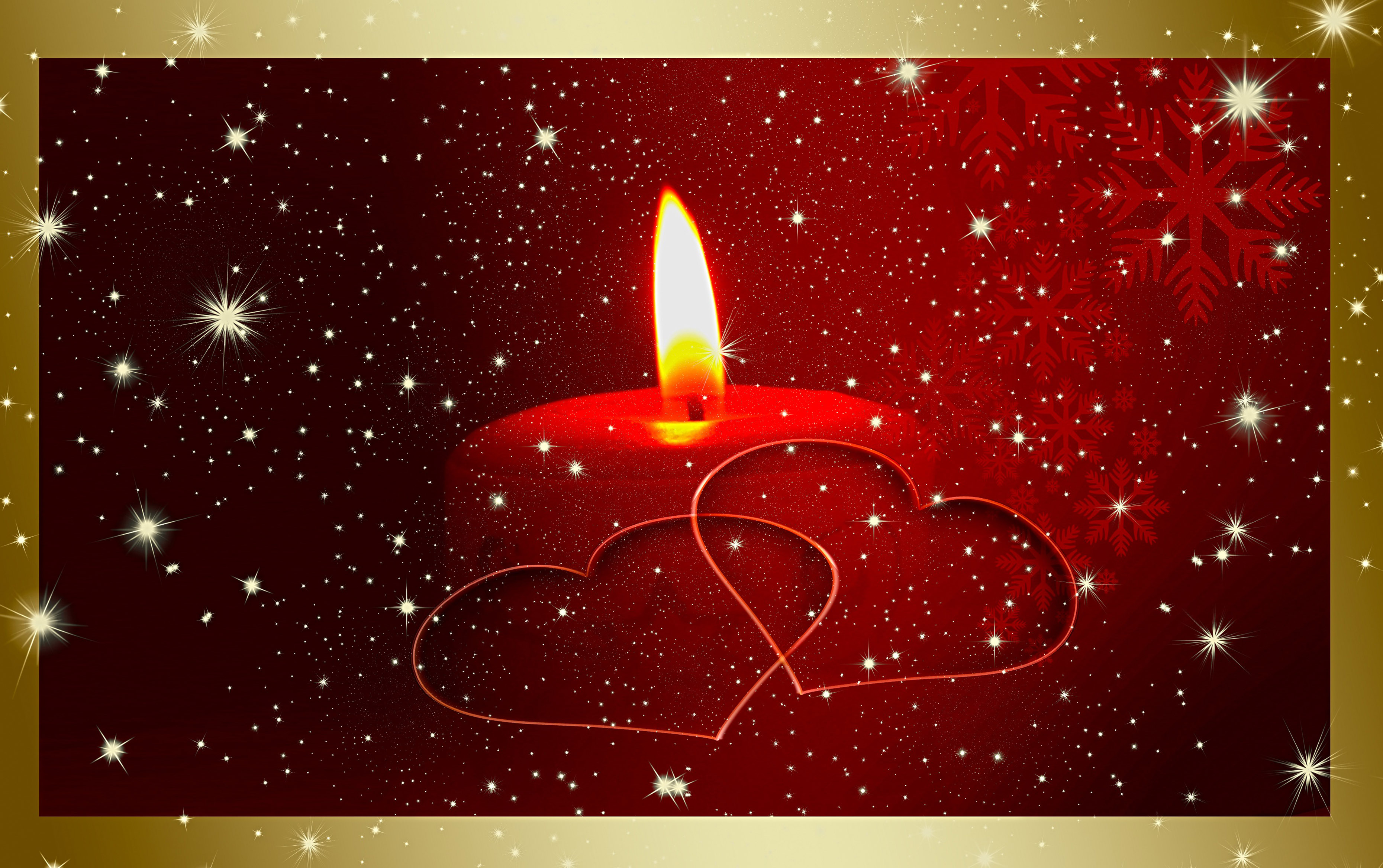 Candles Stars And Hearts Christmas Card