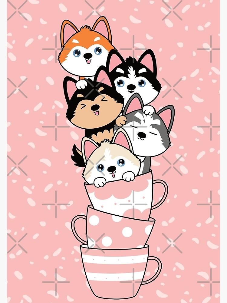 Kawaii Teacup Siberian Husky Pomsky Puppies Poster For Sale By