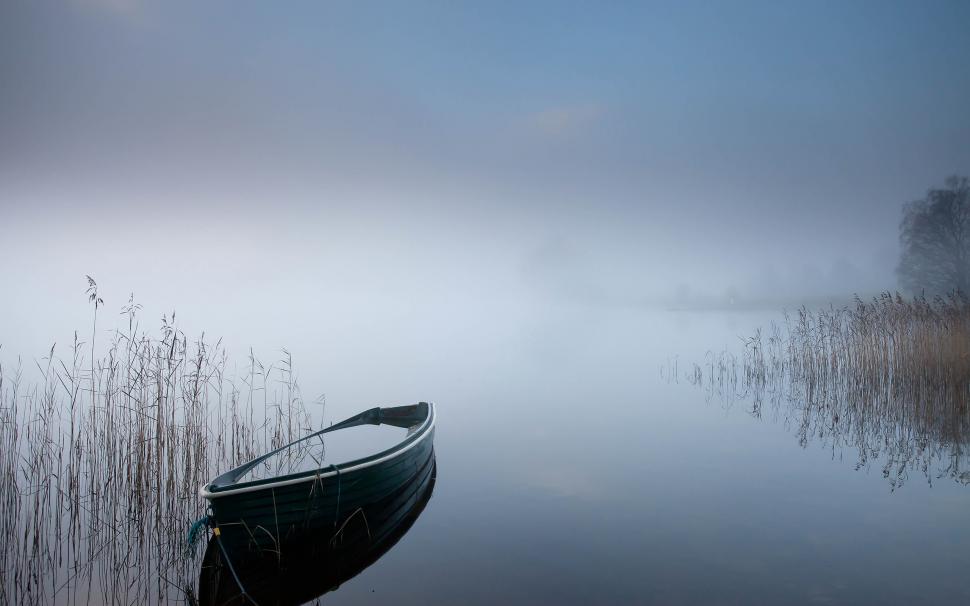 Boat Rowboat Lake Fog Mist HD Wallpaper Nature And Landscape