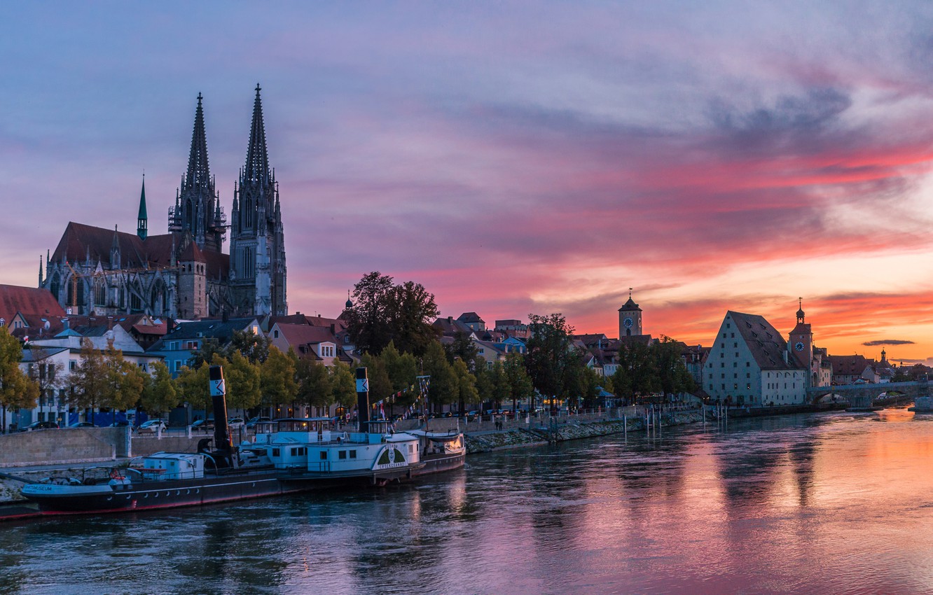 Wallpaper The Sky Trees Sunset Bridge River Home Germany