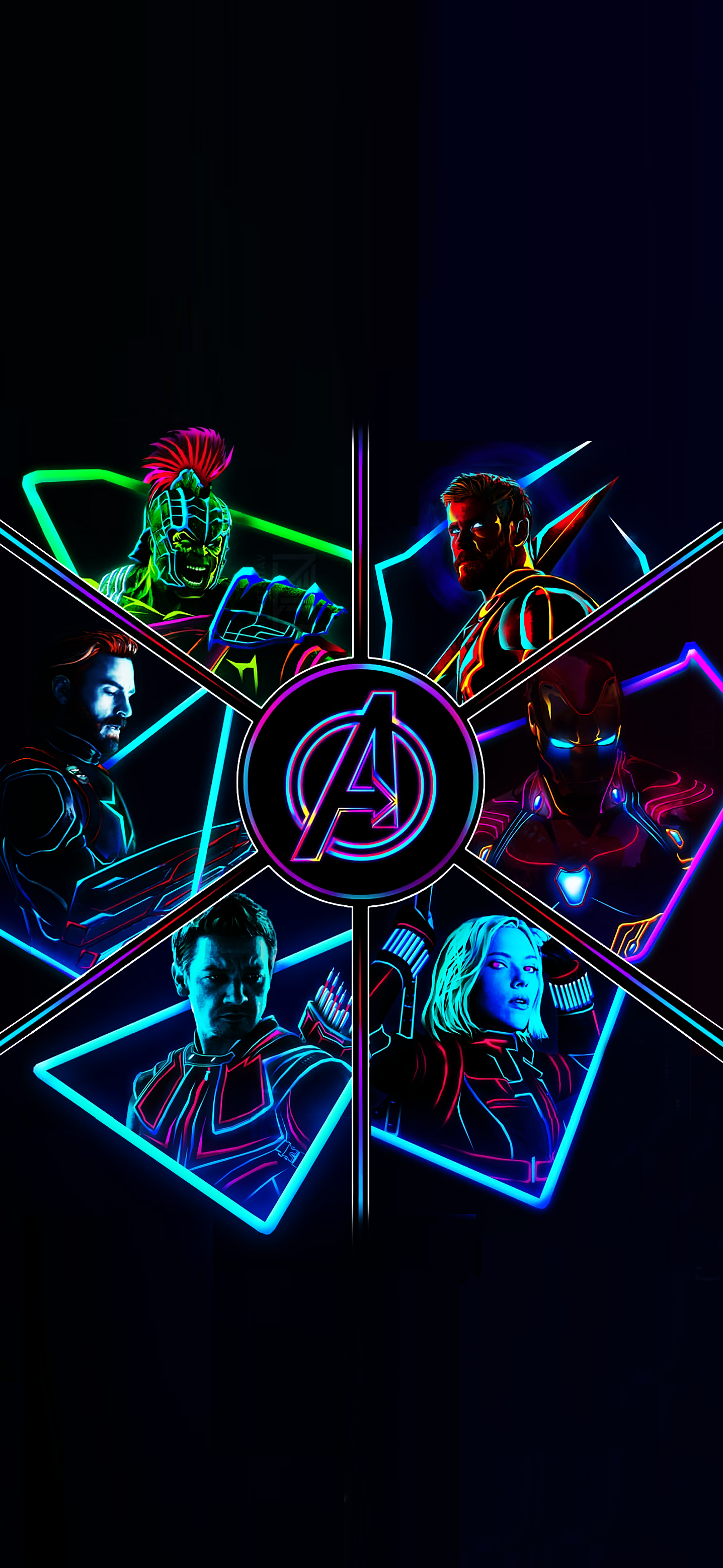Neon Avengers Full Res Phone Wallpaper Marvelstudios