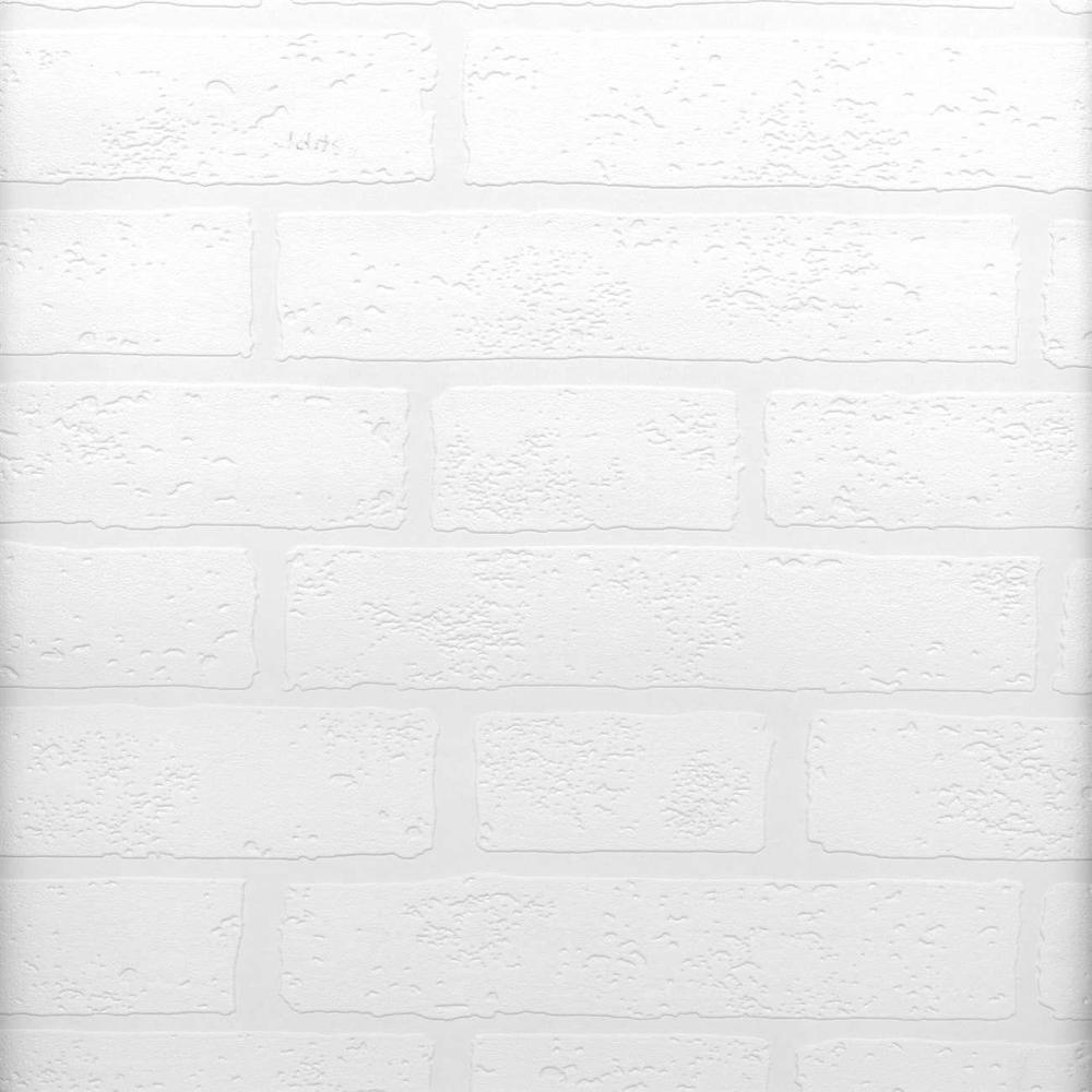 Raised Brick White Textured Paintable Wallpaper 99423f