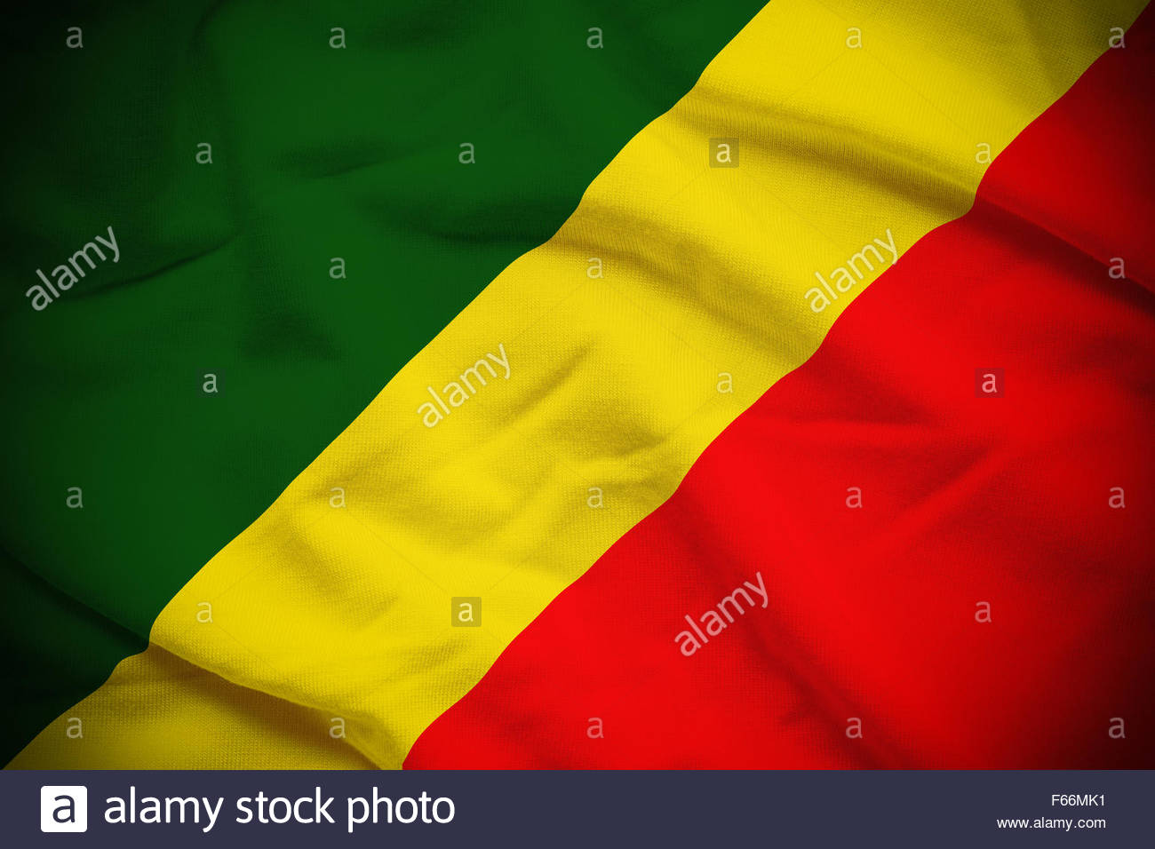 Wavy And Rippled National Flag Of Republic The Congo Background