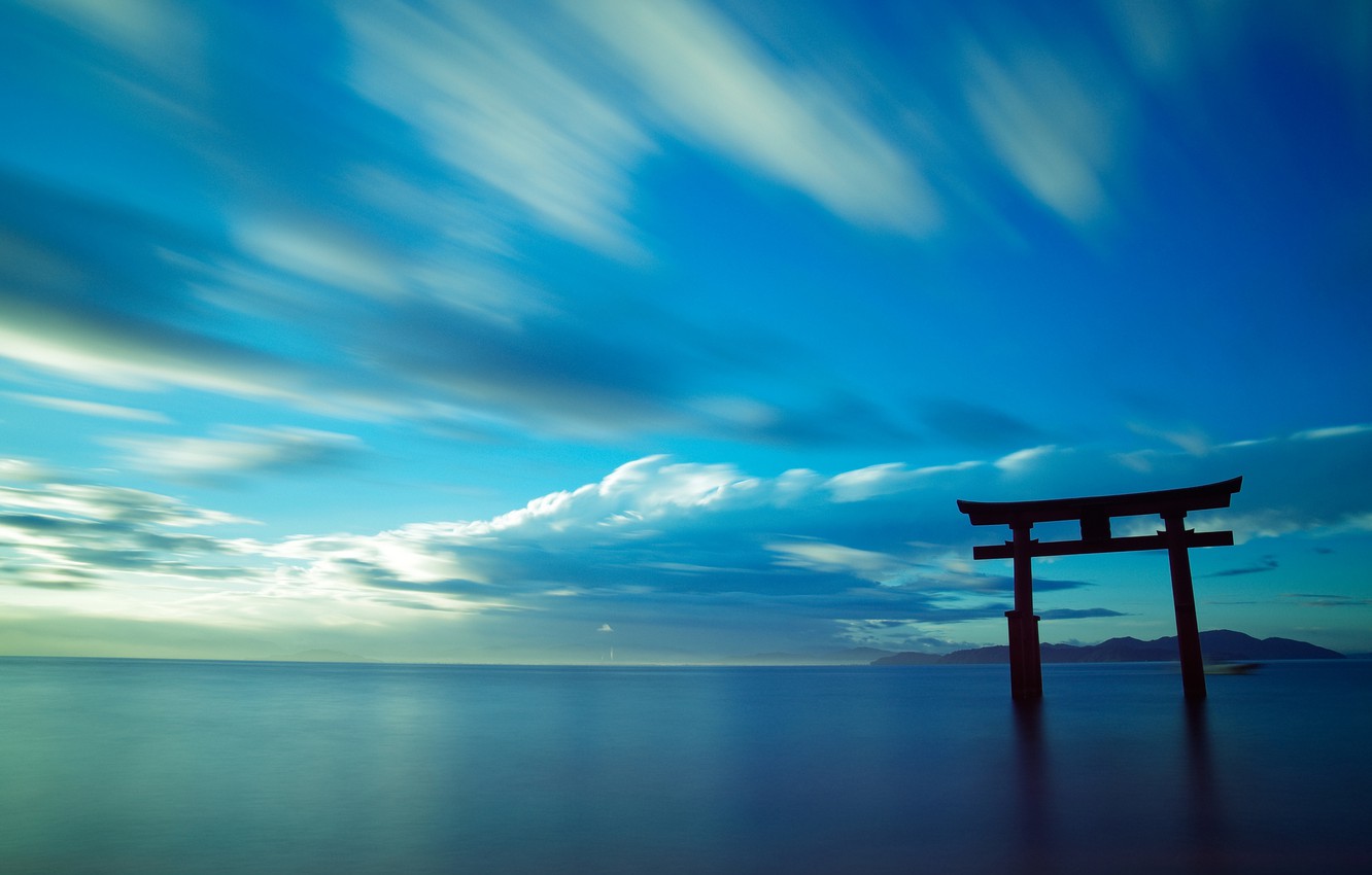 Wallpaper The Sky Landscape Ocean Gate Japan Torii
