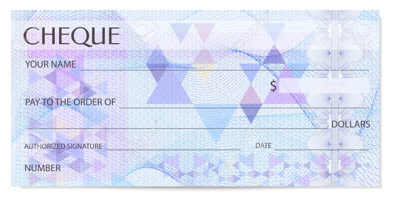 Check Cheque Chequebook Template Guilloche Pattern With