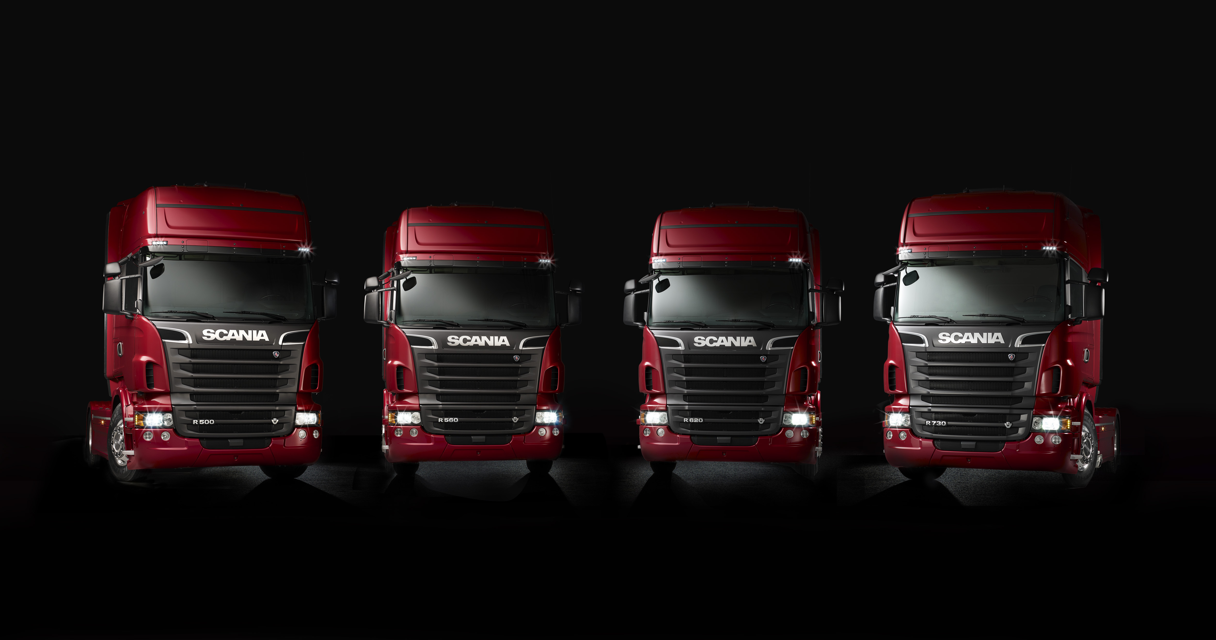 Red Collection Trucks Scania Wallpaper Background With