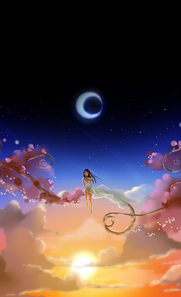 Anime Girl Dreamy Moon Iphone 4s Wallpaper