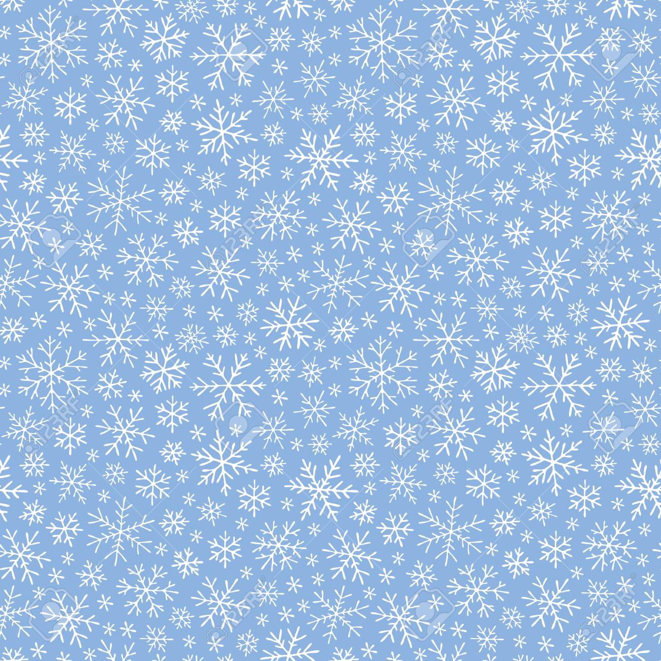 Vector Seamless Hand Drawn Simple Snow Pattern Winter Background