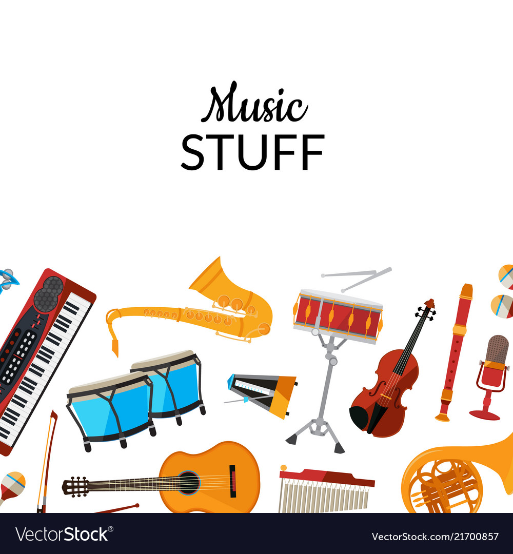 Free download Cartoon musical instruments background with Vector Image