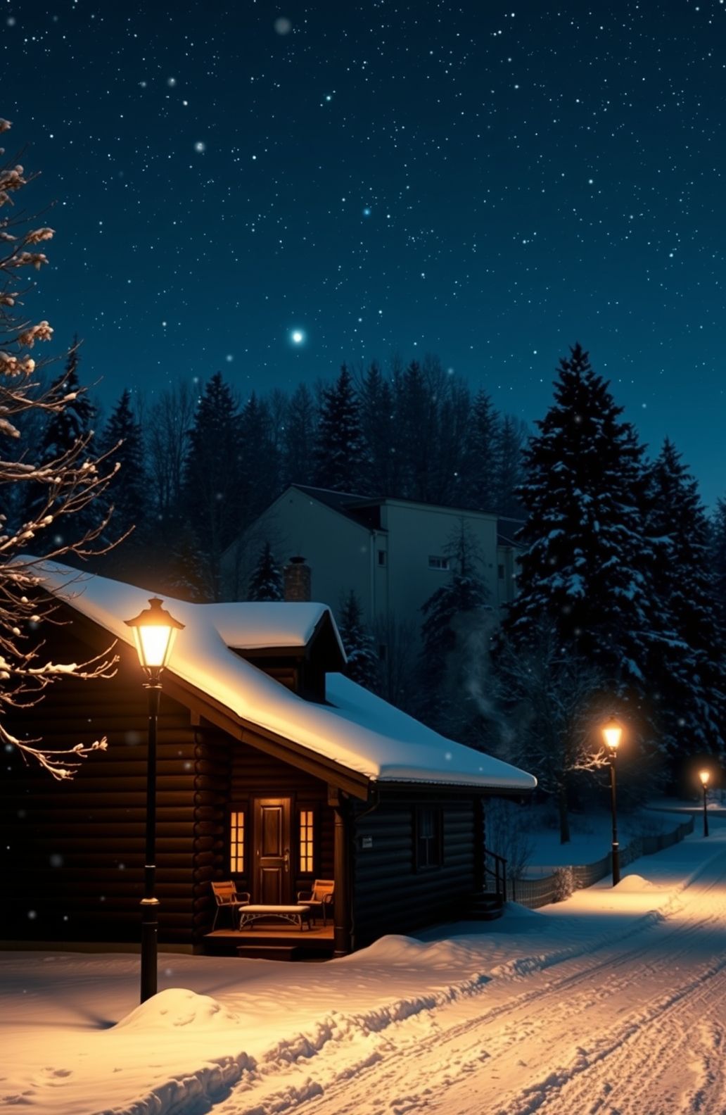 Winter Night Scenes Wallpaper