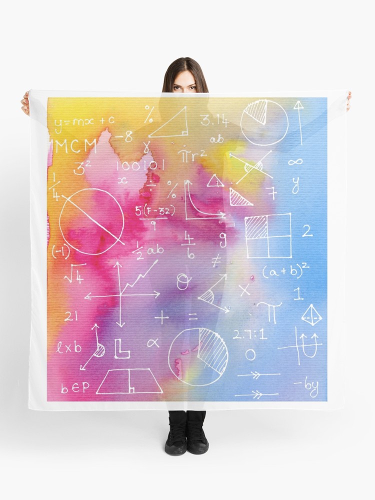 Math Formulae Watercolor Background Scarf By Funmaths