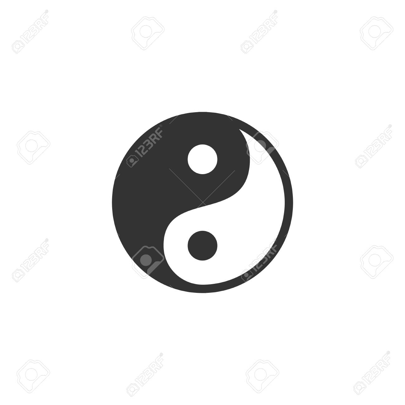 Yin Yang Black Icon Flat On White Background Royalty