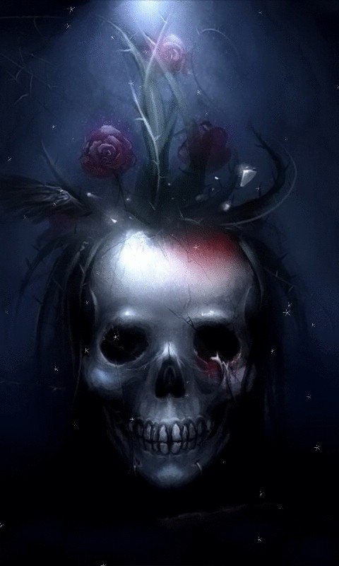 Gothic Skull Rose Live Wallpaper Android