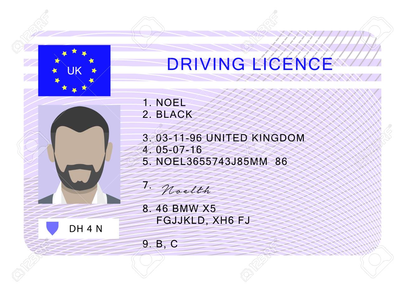 Uk Driver License Id Card Cartoon Of Vector