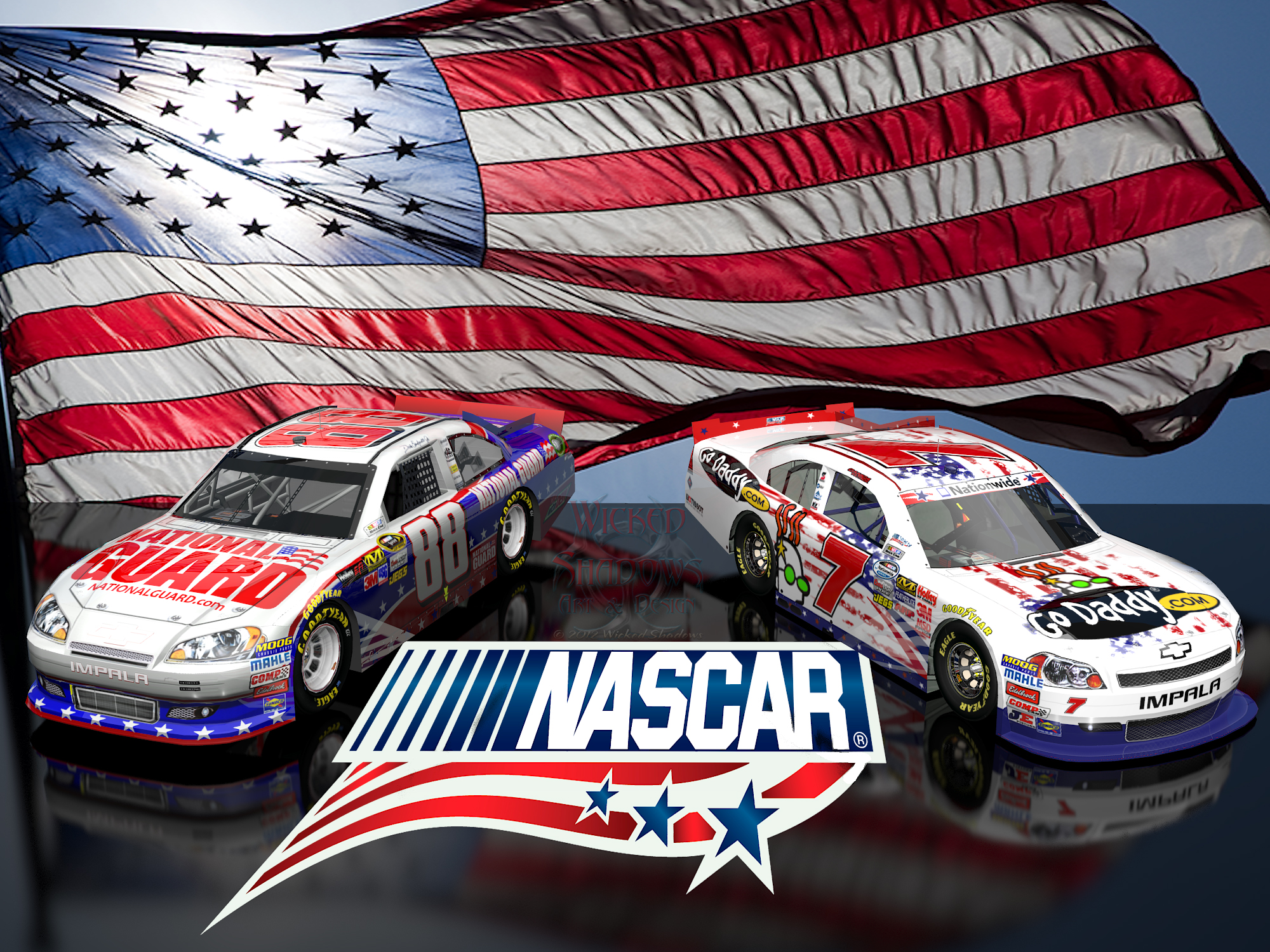 Dale Earnhardt Jr And Danica Patrick Nascar Unites Patriotic Wallpaper