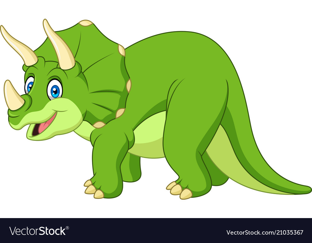 Cartoon Triceratops Isolated On White Background Vector Image