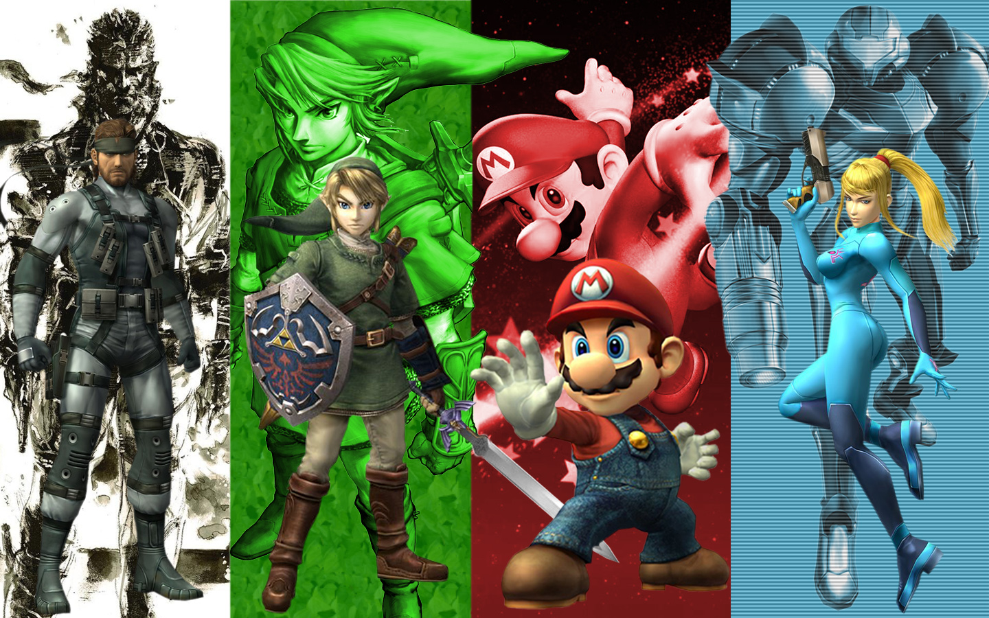 Smash Brothers Brawl Ssbb Wallpaper Background Solid Snake Link Mario
