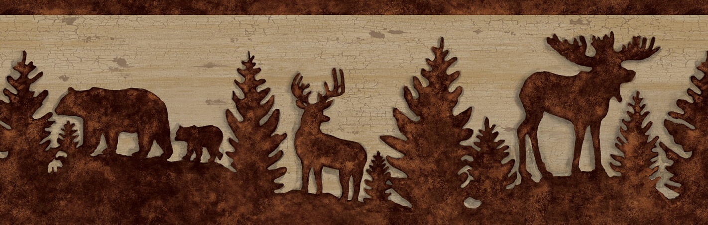 Bear Moose Deer Silhouettes Wallpaper Border