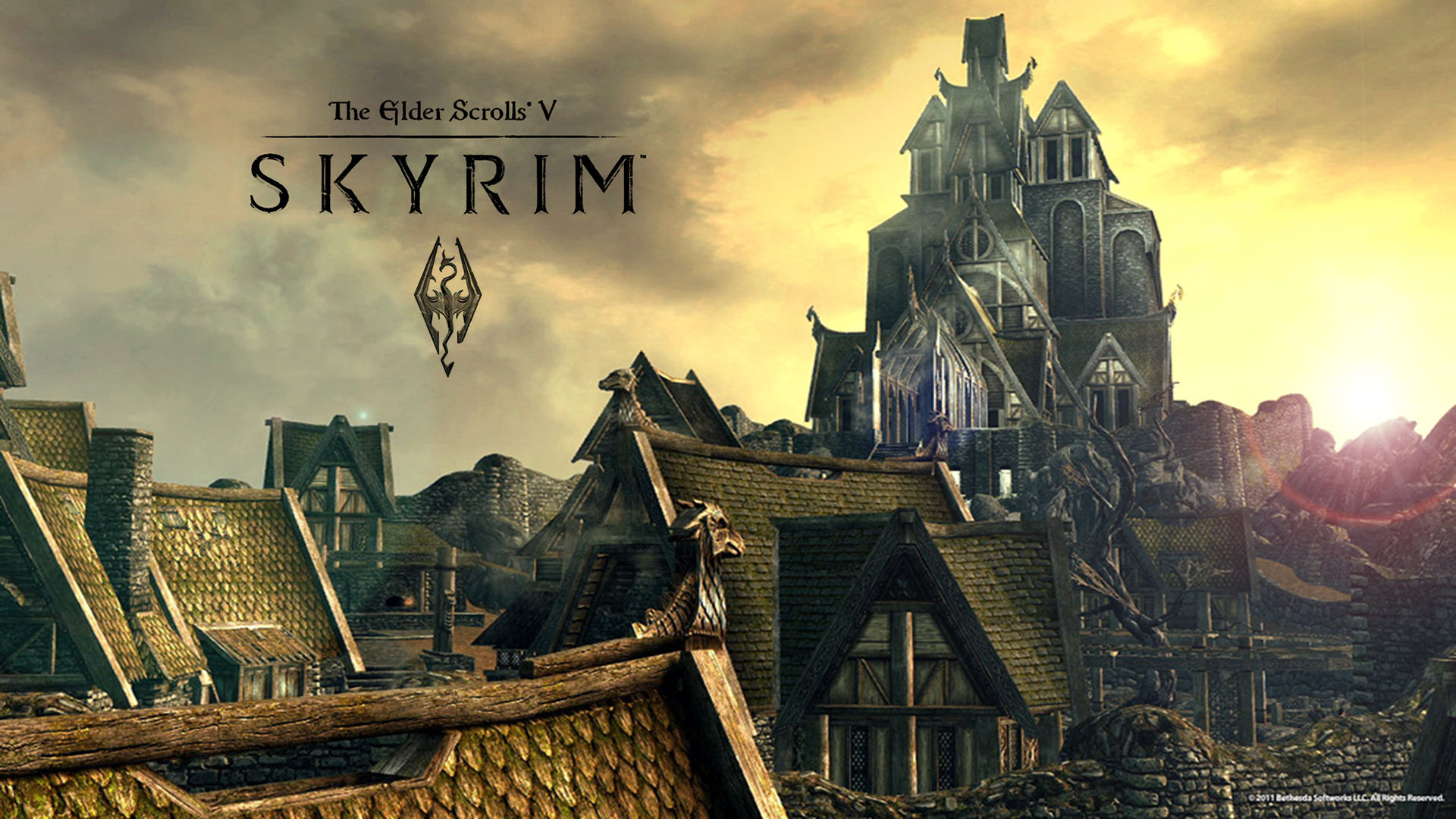 Games Wallpaper Tes V Skyrim Village Roofs