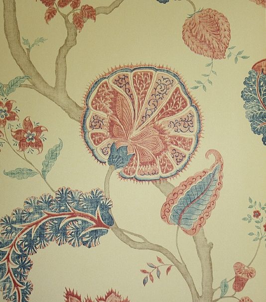 Palampore Wallpaper Large Floral Jacobean Design In Blue And