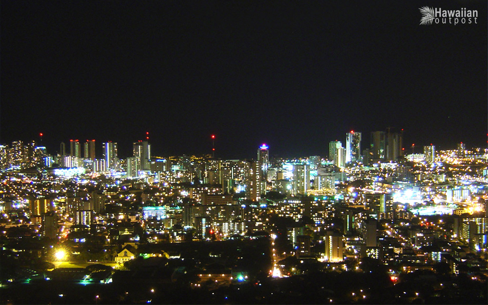 Honolulu Night Wide Wallpaper Pixel City HD