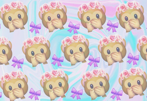 Group Of Emoji Monkeys Flowers Mo Os Colors We Heart It