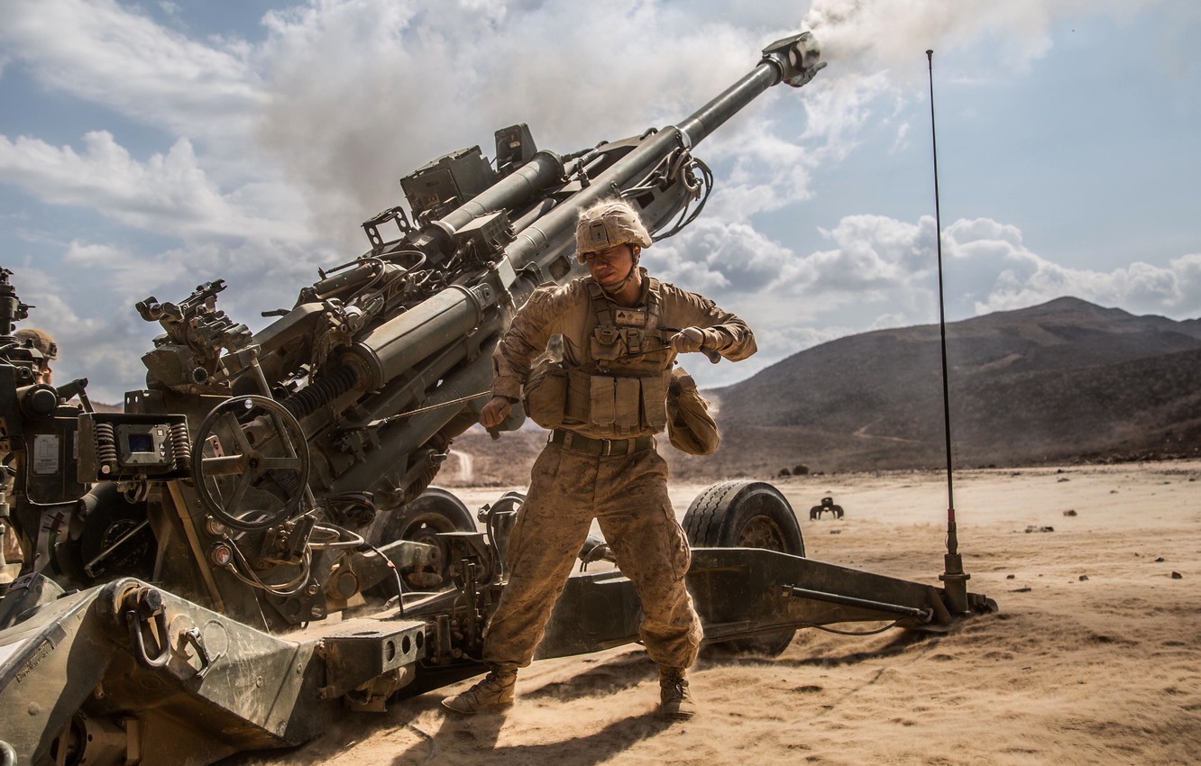 Wallpaper Soldiers Howitzer Field M777 Millimeters Caliber