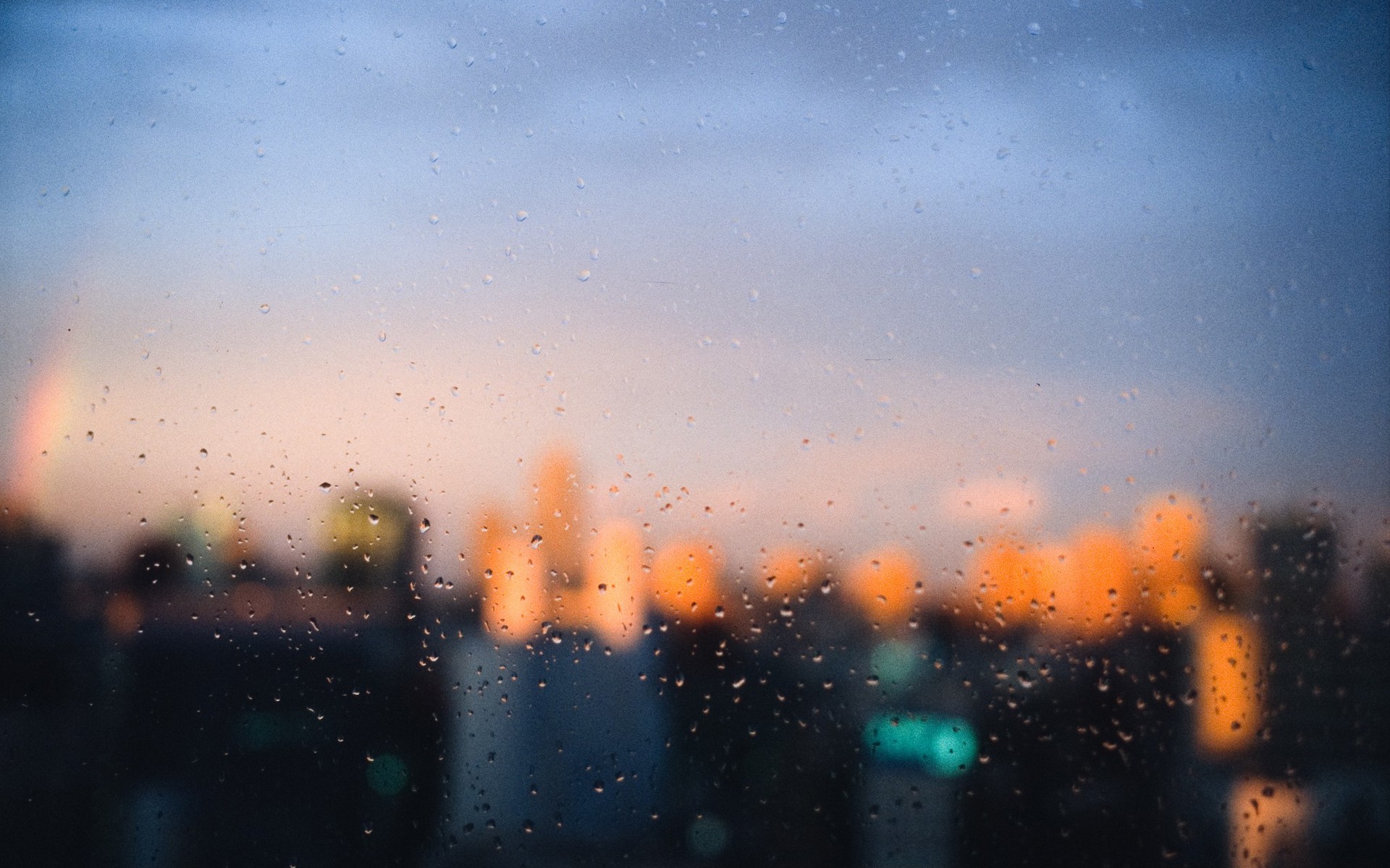 Cityscapes Rain Focus Window Panes Wallpaper
