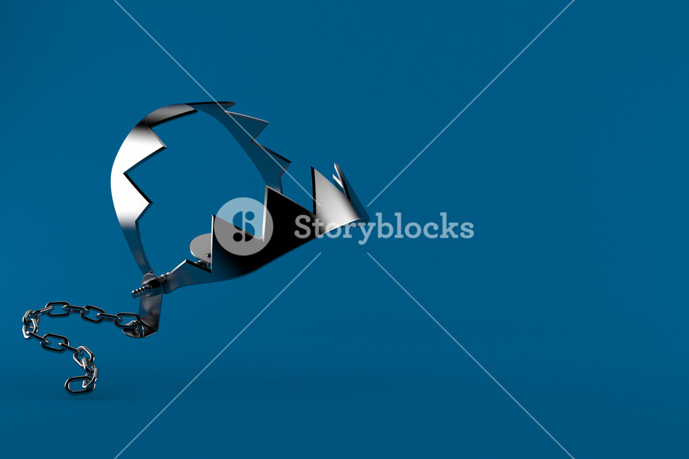 Bear Trap Isolated On Blue Background Royalty Stock Image
